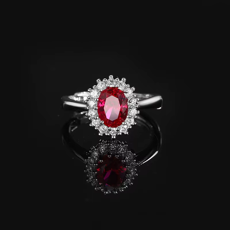 Cairn-Bague en argent S925 pour femme, bague en diamant, bijoux de fête, rouge de luxe, cadeau de tr