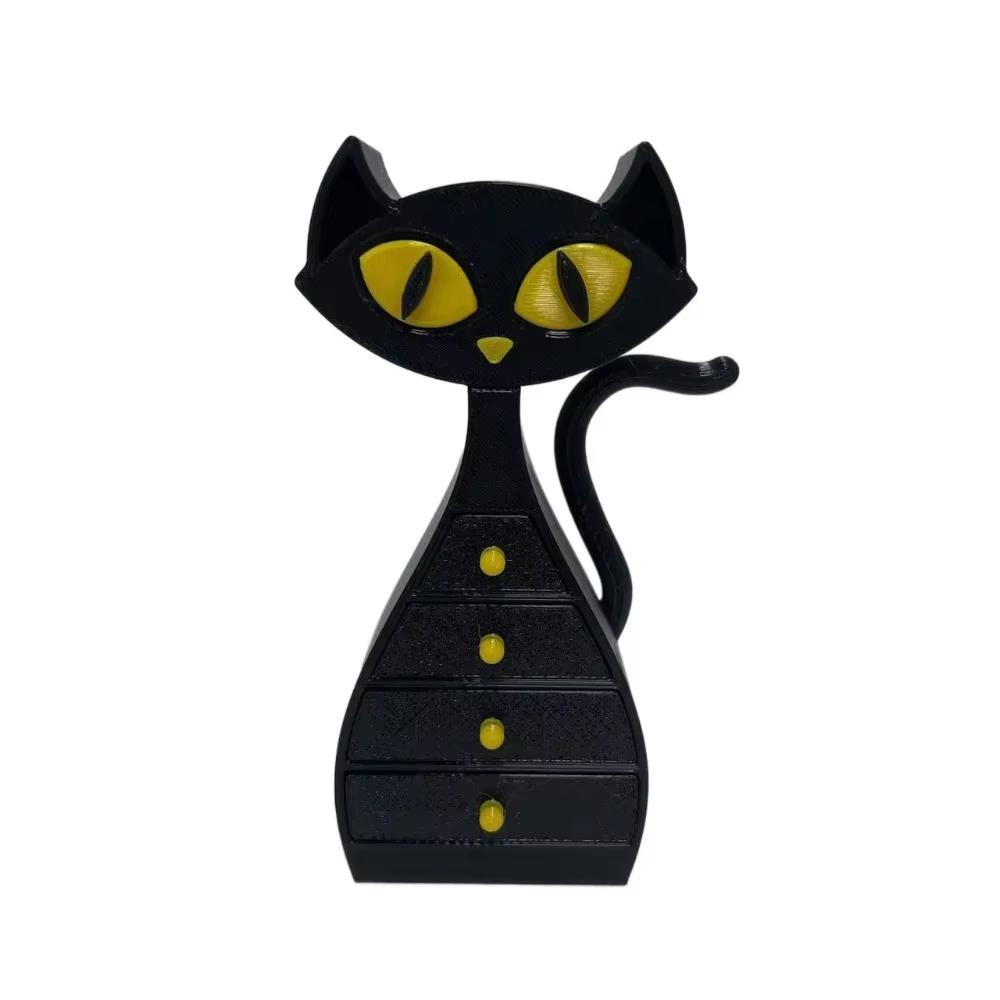 Boîte à bijoux chat noir Halloween, tiroir Portable à 6 couches, étui à bijoux de grande capacité, o