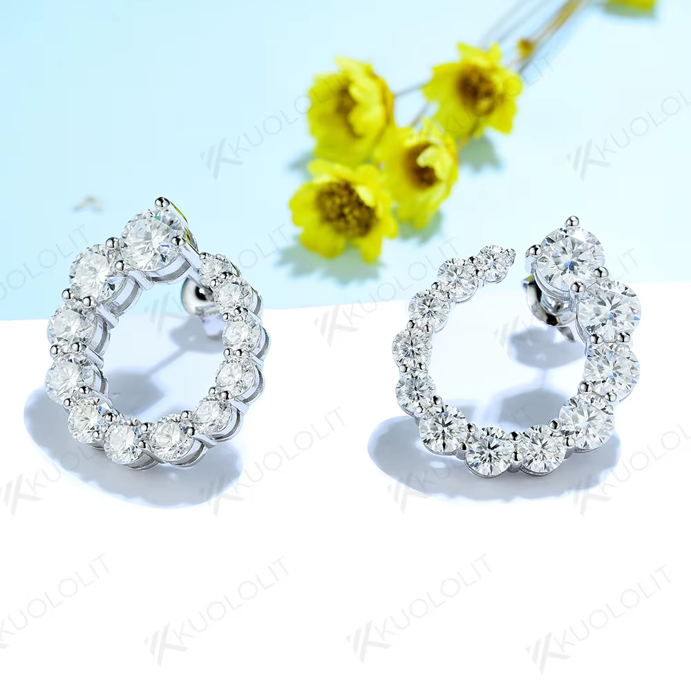 Kuololit-Boucles d'oreilles Moissanite pour femme, argent regardé 925 massif, bijoux de luxe pour ma