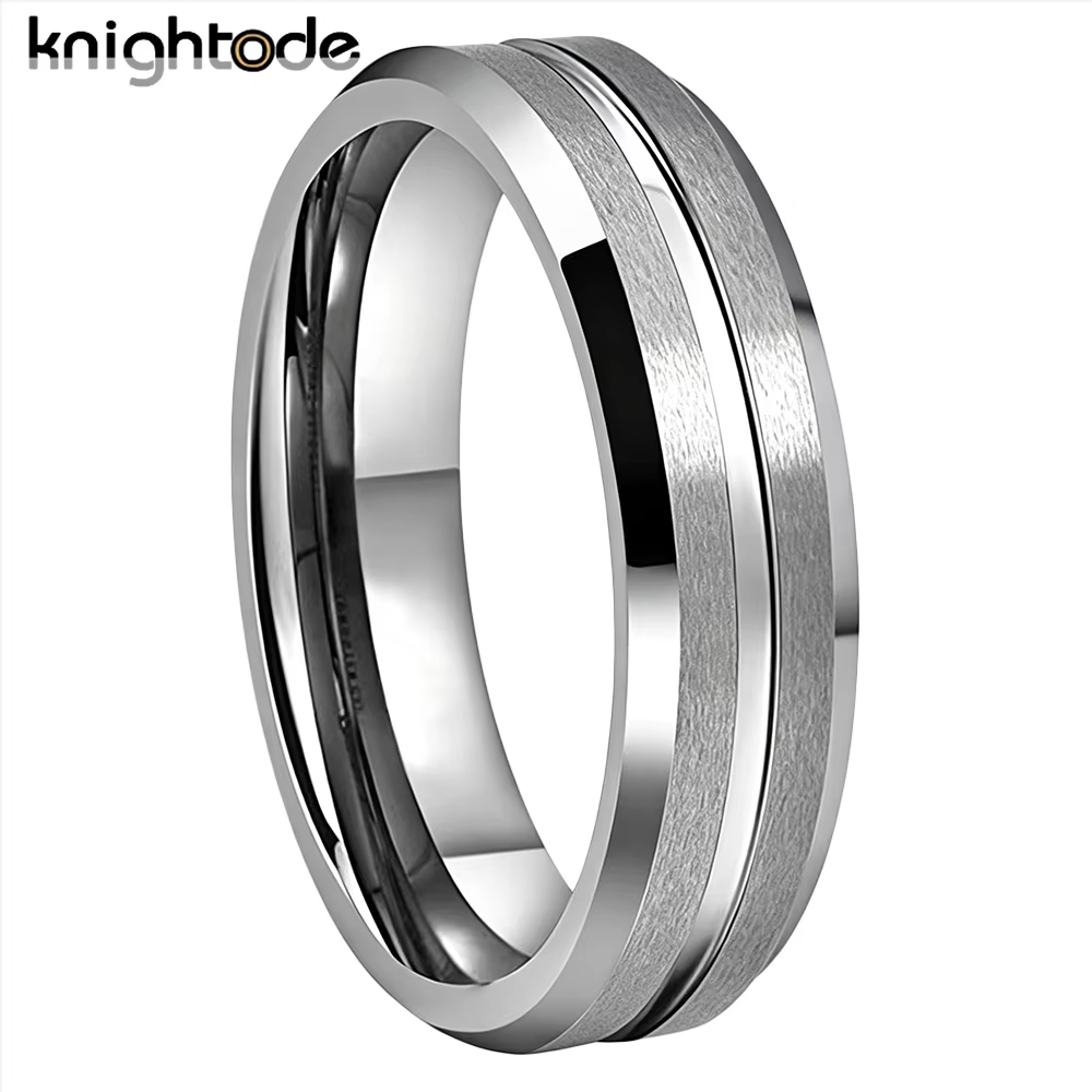 Bagues de couple pour hommes et femmes en acier tungstène, largeur 6 mm/8 mm, finition mate et polie