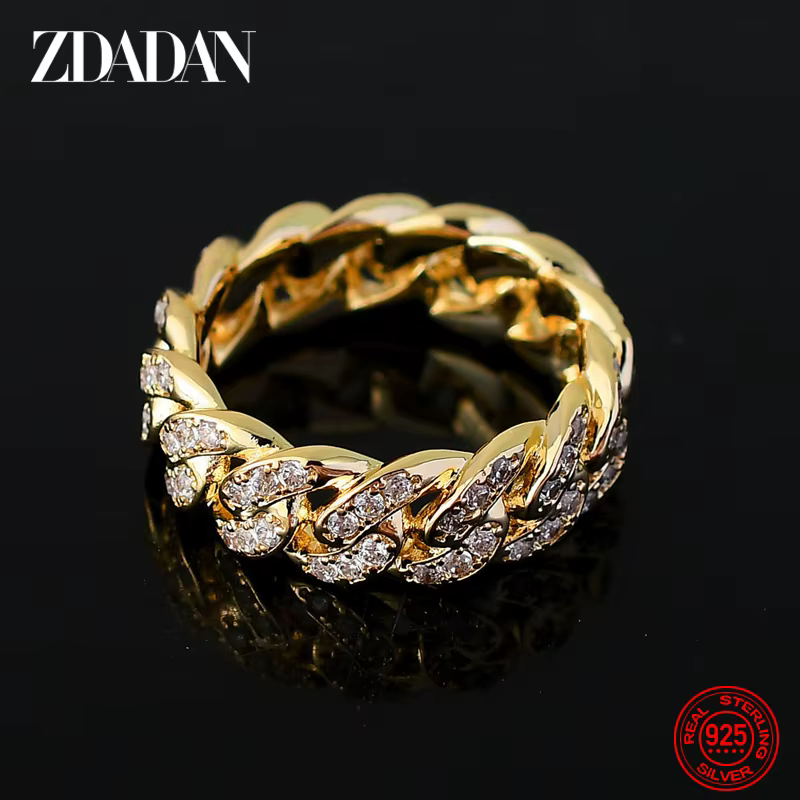 ZDADAN – bague en argent Sterling 925, or 18 carats, Zircon cubain, pour hommes et femmes, bijoux à 