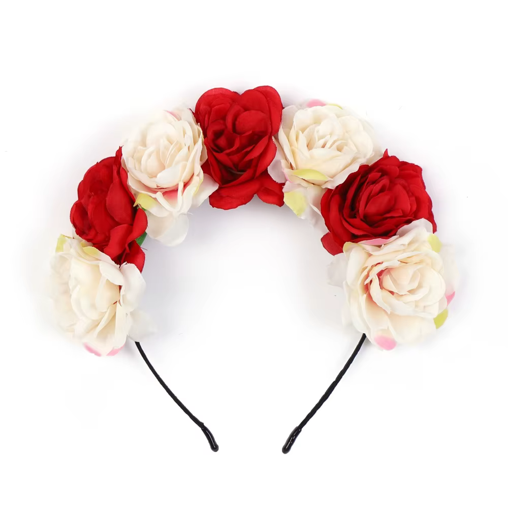 Mode femmes mariée fleurs bandeau pivoine Rose fleur couronne bandeau dames élastique plage cheveux 