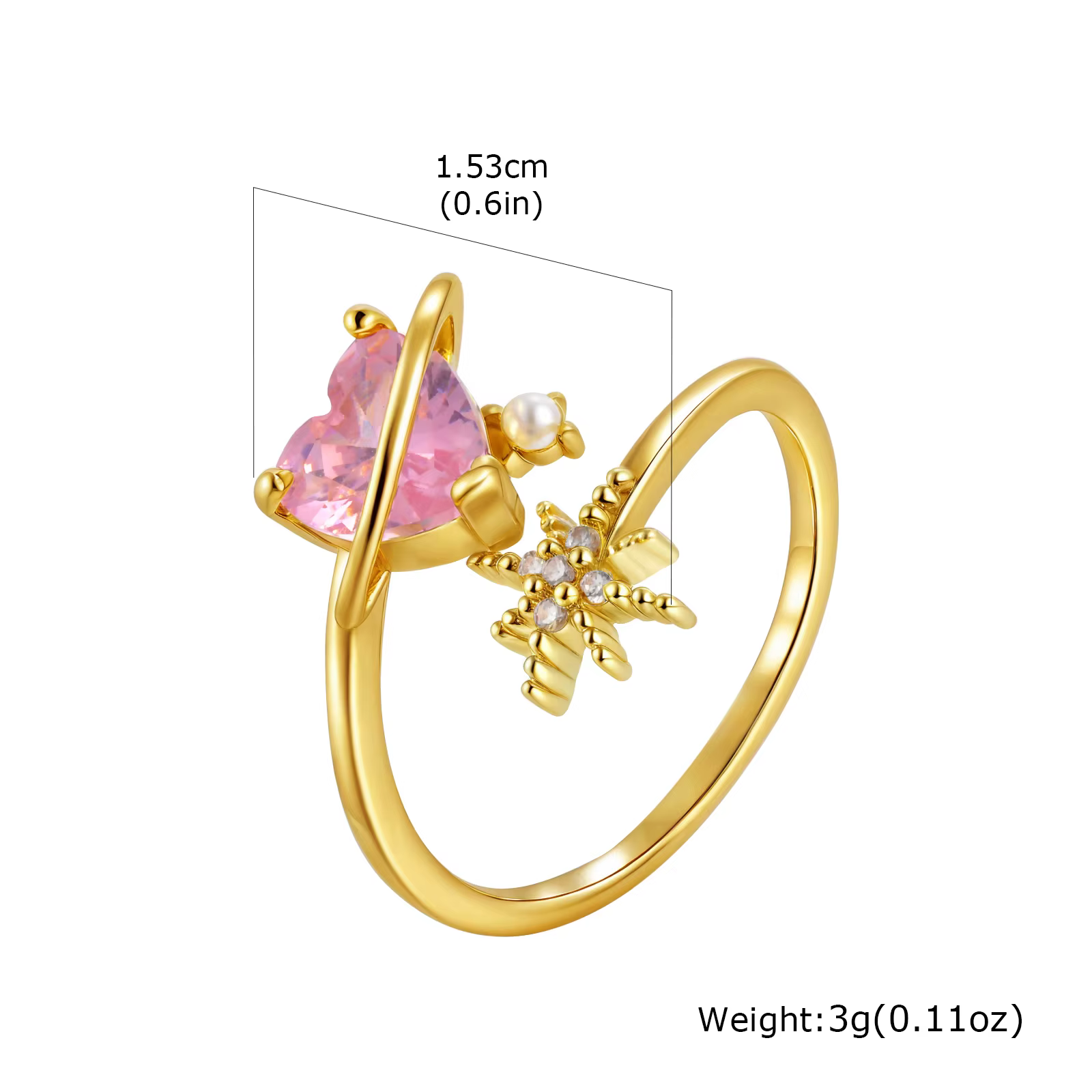 Bague de luxe en forme de cœur en Zircon rose scintillant pour femmes, bague étoile géométrique plaq