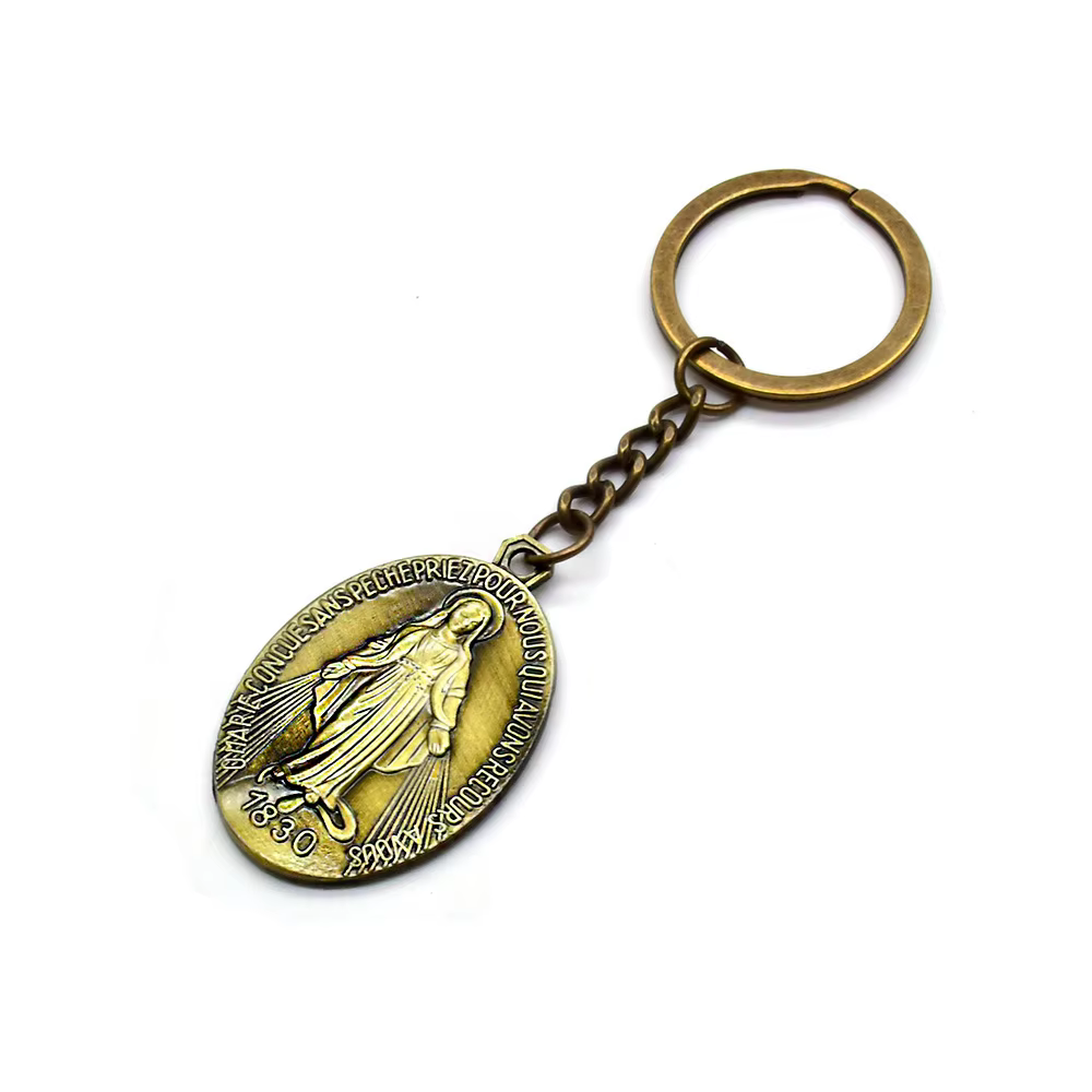 Bijoux religieux Antique Bronze vierge marie porte-clés pour hommes femmes longs bijoux en métal