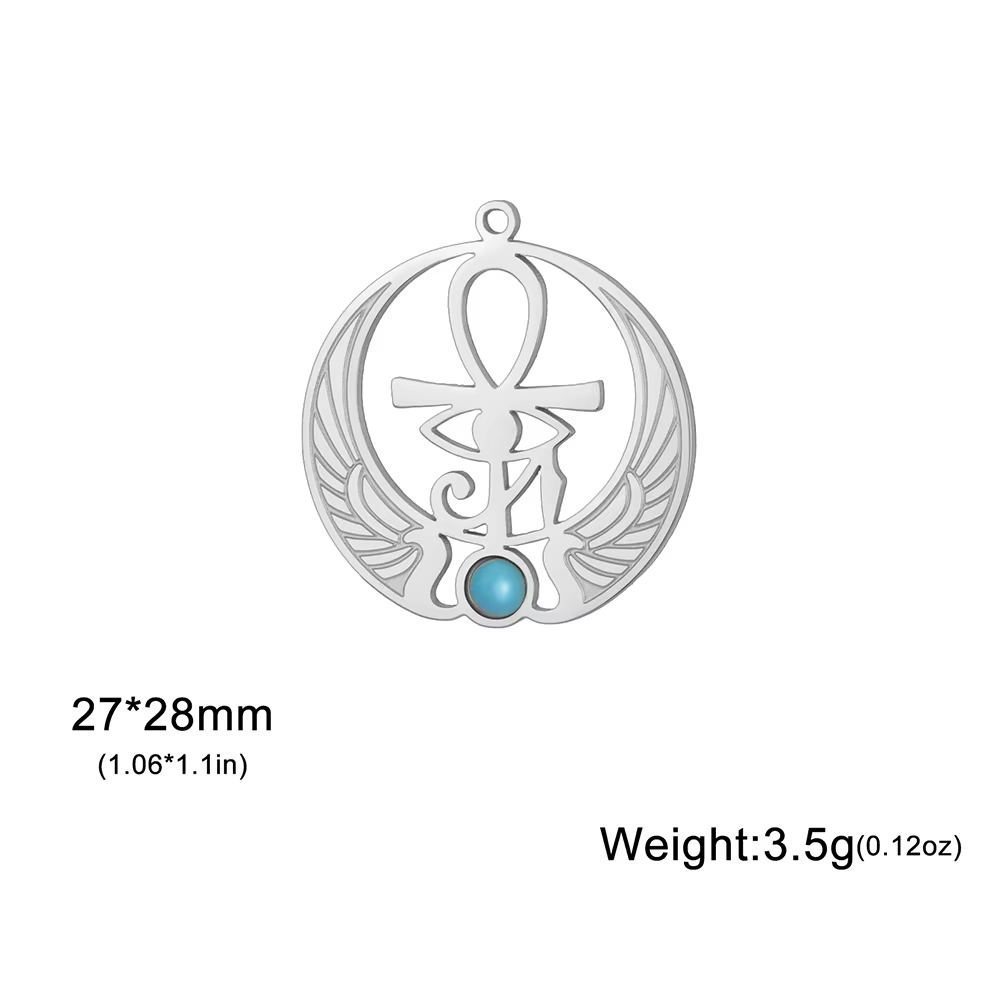 Pendentif en Acier Inoxydable en Forme d'Oeil d'Horus, Ailes d'ISIS, Saphir, Or, Argent, Breloques d