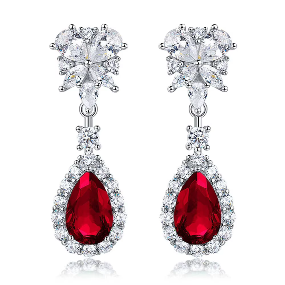 Bijoux PuBang, argent sterling 925 véritable, saphir émeraude rubis taille poire 7*11 mm, diamant de