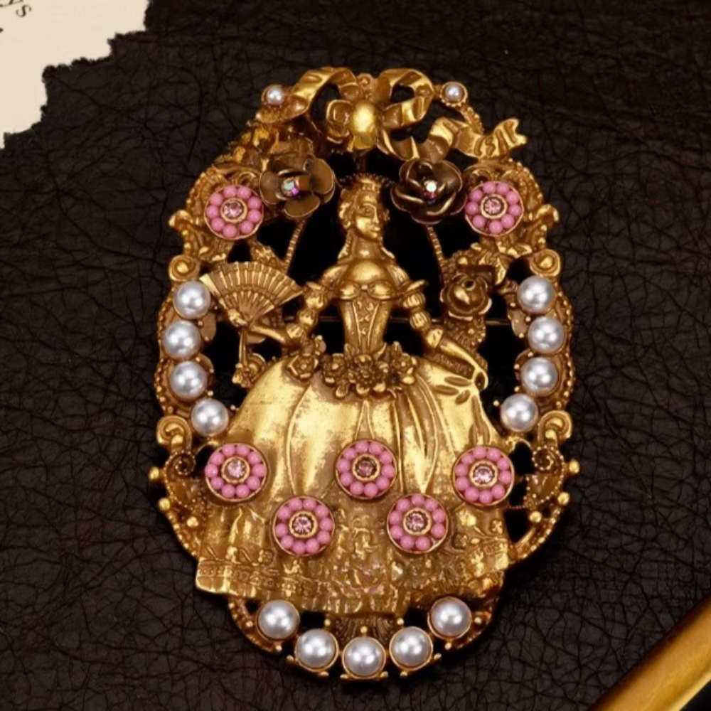 Broche de luxe Antique en éventail ajouré, Design de princesse Noble pour hommes et femmes, bijoux, 