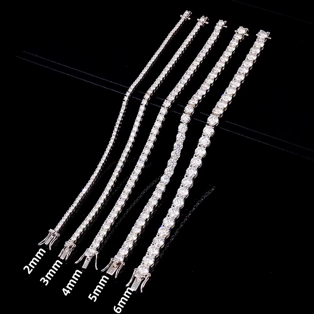 Bracelet Tennis Moissanite D VVS1 Prix Usine en Argent Sterling S925 Plaqué Or 18 carats avec Certif