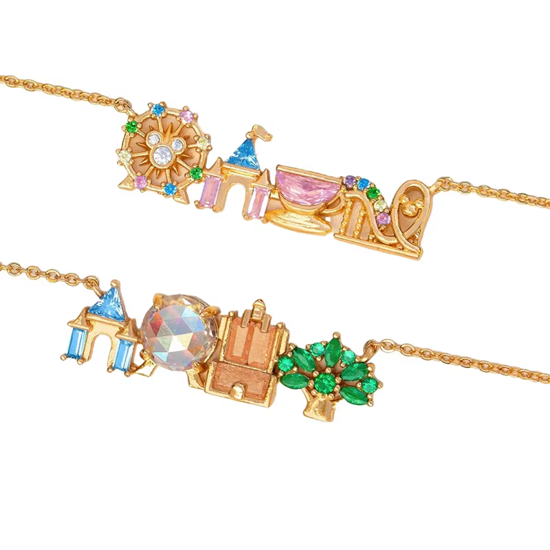 Nouveau Collier Parc d'Attractions 2026 avec Zircon Coloré Mignon pour Femme et Fille, Pendentif Châ