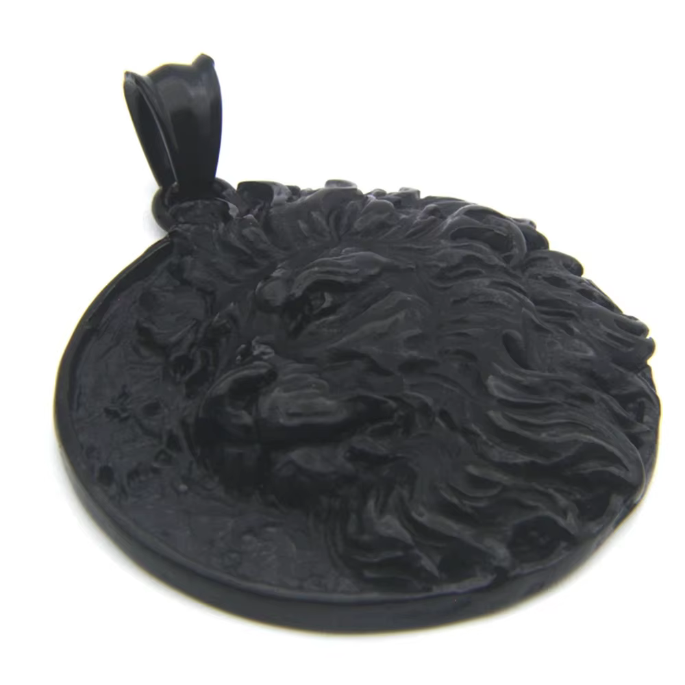Pendentif Lion en Acier Inoxydable 316L, Bijou Tendance, Collier Roi de la Forêt pour Motard