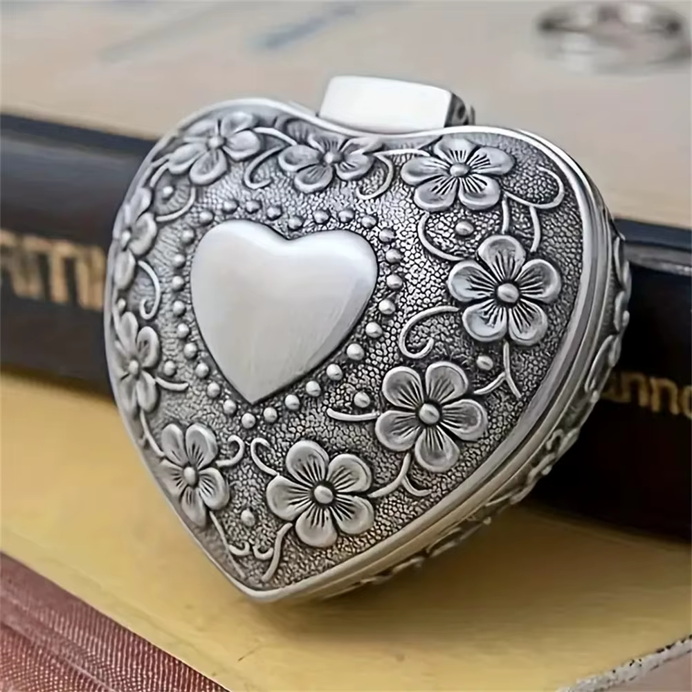 Boîte à bijoux en forme de cœur, conteneur de bijoux rétro, support de bibelots, organisateur de ran