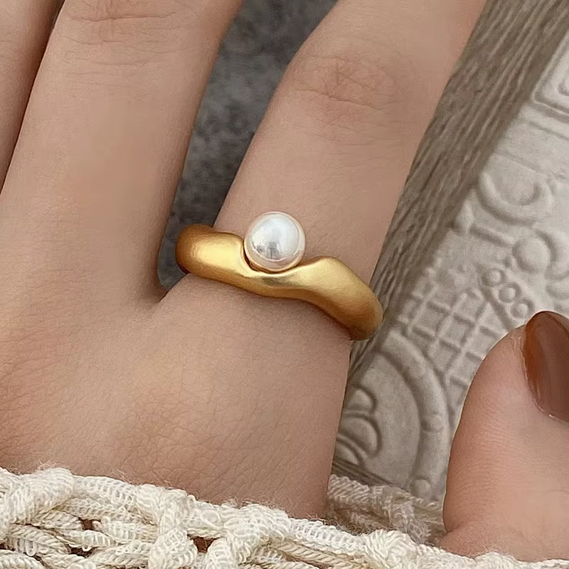 PONYKISS – bague réglable en perles géométriques irrégulières de couleur argent pour femmes, bijoux 