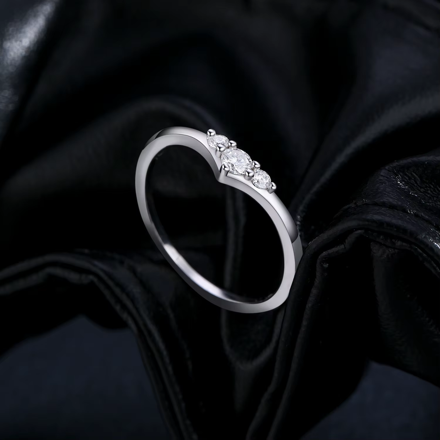 MODIAN Simple éternité Moissanite bague 925 en argent Sterling scintillant Simple mince bague de mar