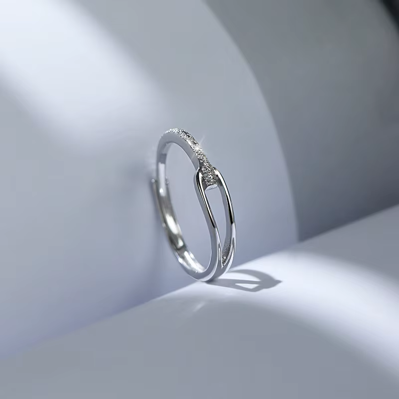 Bagues en argent Sterling 925 pour femmes, bagues brillantes en Zircon ajouré réglable, cadeau de sa