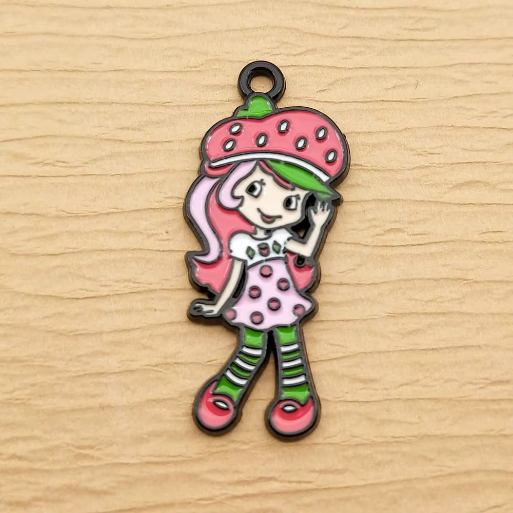 Breloques de fille de dessin animé, pour la fabrication de bijoux, collier en émail, boucle d'oreill