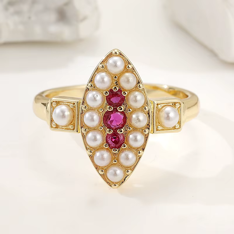 Bague dorée en zircone synthétique rose de style vintage pour femmes, bijoux de mariage et de fiança