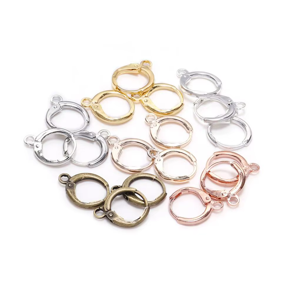 20 pièces/lot 14x12mm or France levier boucle d'oreille crochets paramètres de fil boucles d'oreille