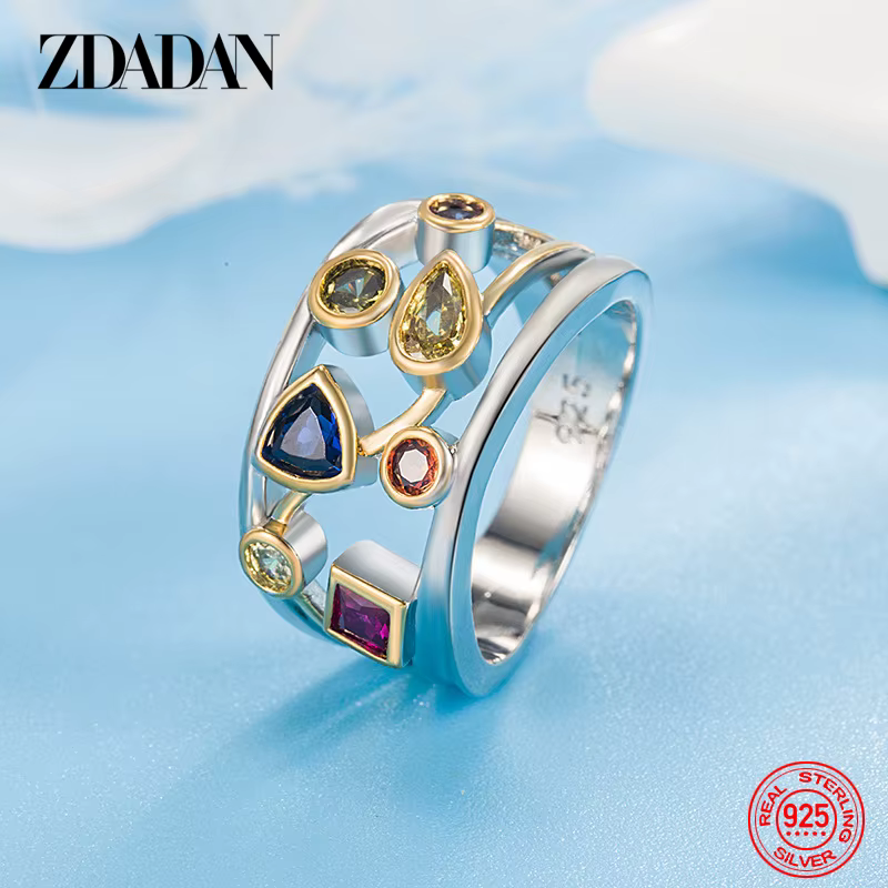 ZDADAN – bague géométrique creuse en argent Sterling 925, bijoux à la mode pour femmes