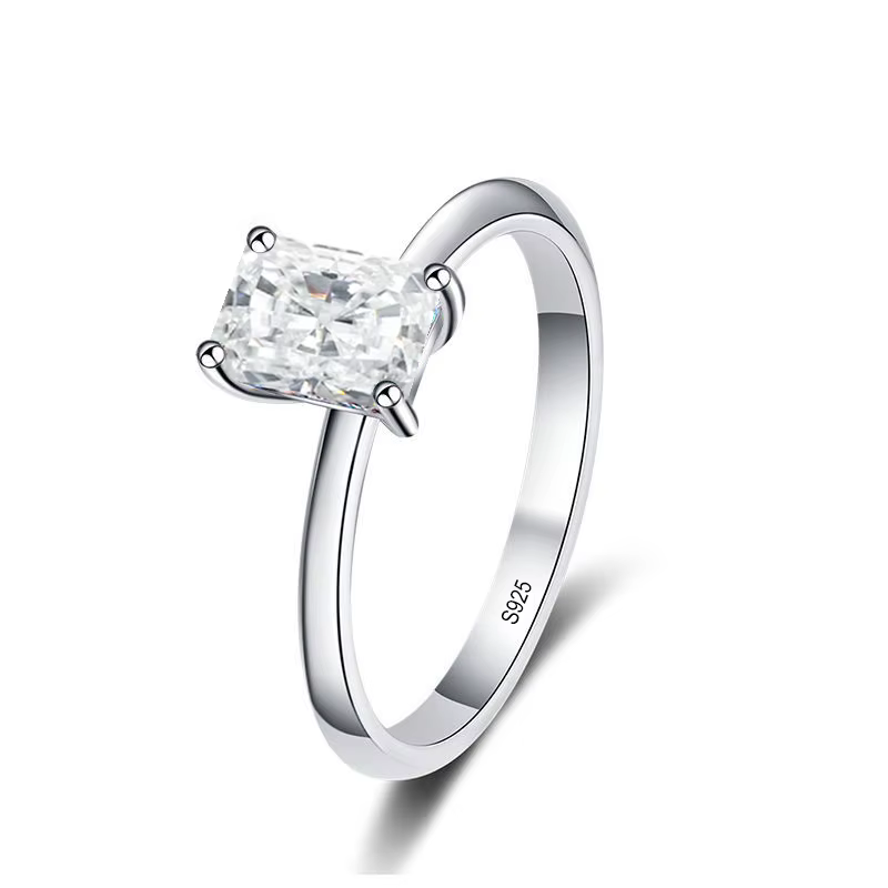 NeeTim 1ct émeraude coupe rayonnante Moissanite bague de mariage pour les femmes Solitaire laboratoi