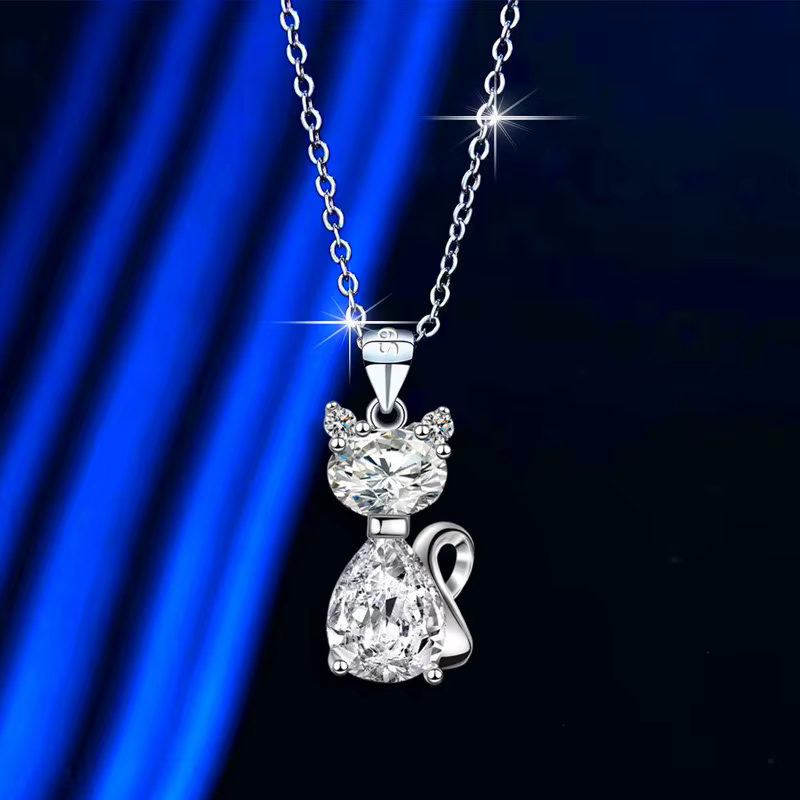 Collier pendentif en pierre de Zircon chat blanc en cristal mignon, bijoux de mariage Vintage pour f