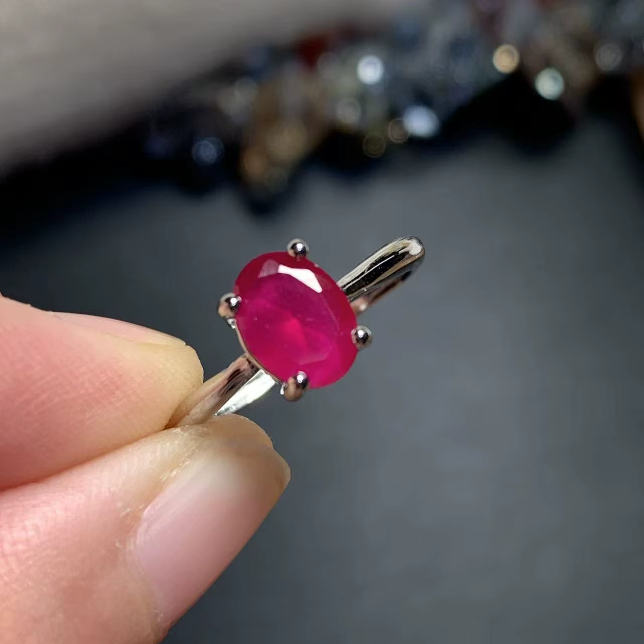 Bague en rubis naturel extravagant, 8x6MM, réglable, bijoux pour femmes, cadeau, vente en gros, haut