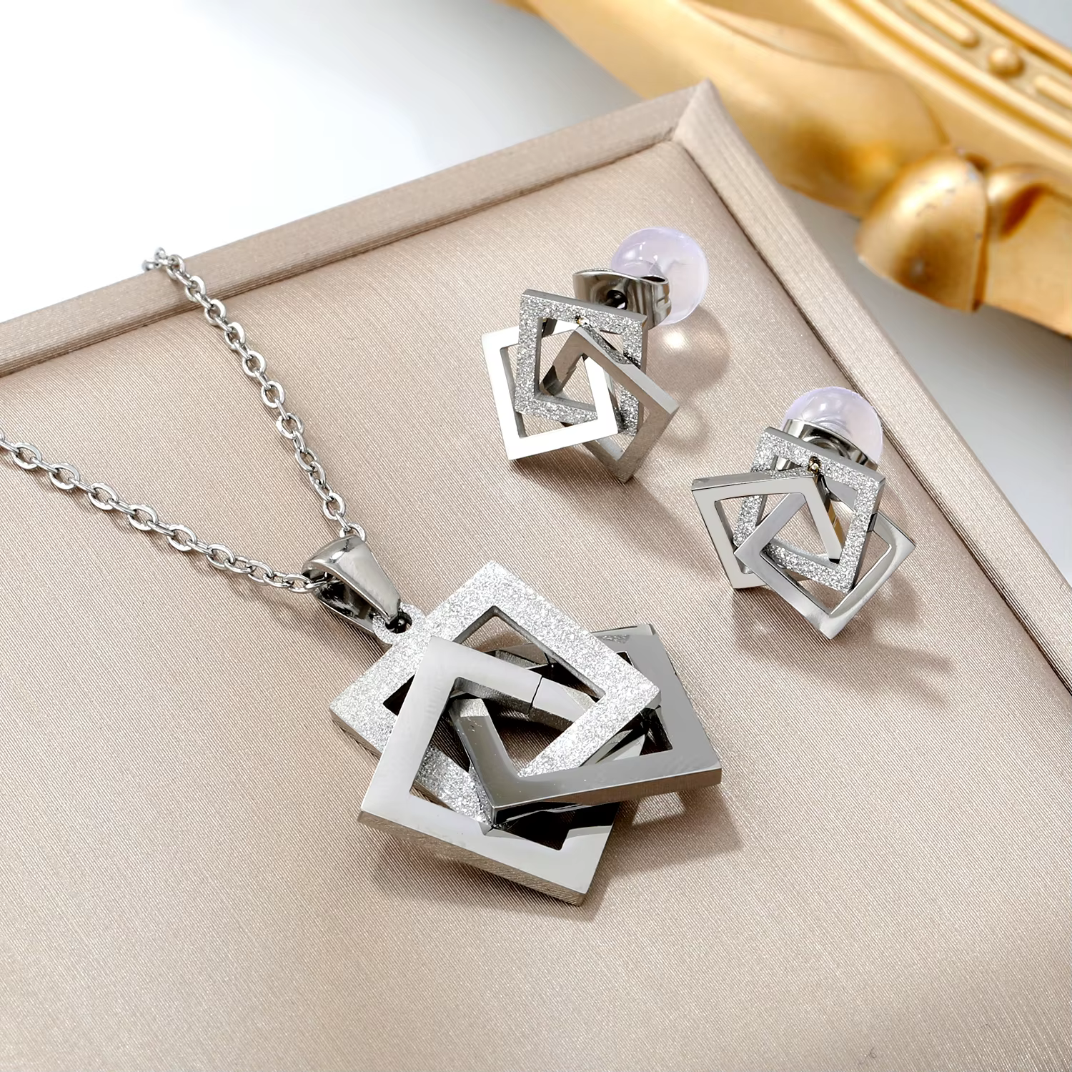 LUXUKISSKIDS – ensemble de bijoux dorés imperméables en acier inoxydable pour femmes, accessoires de
