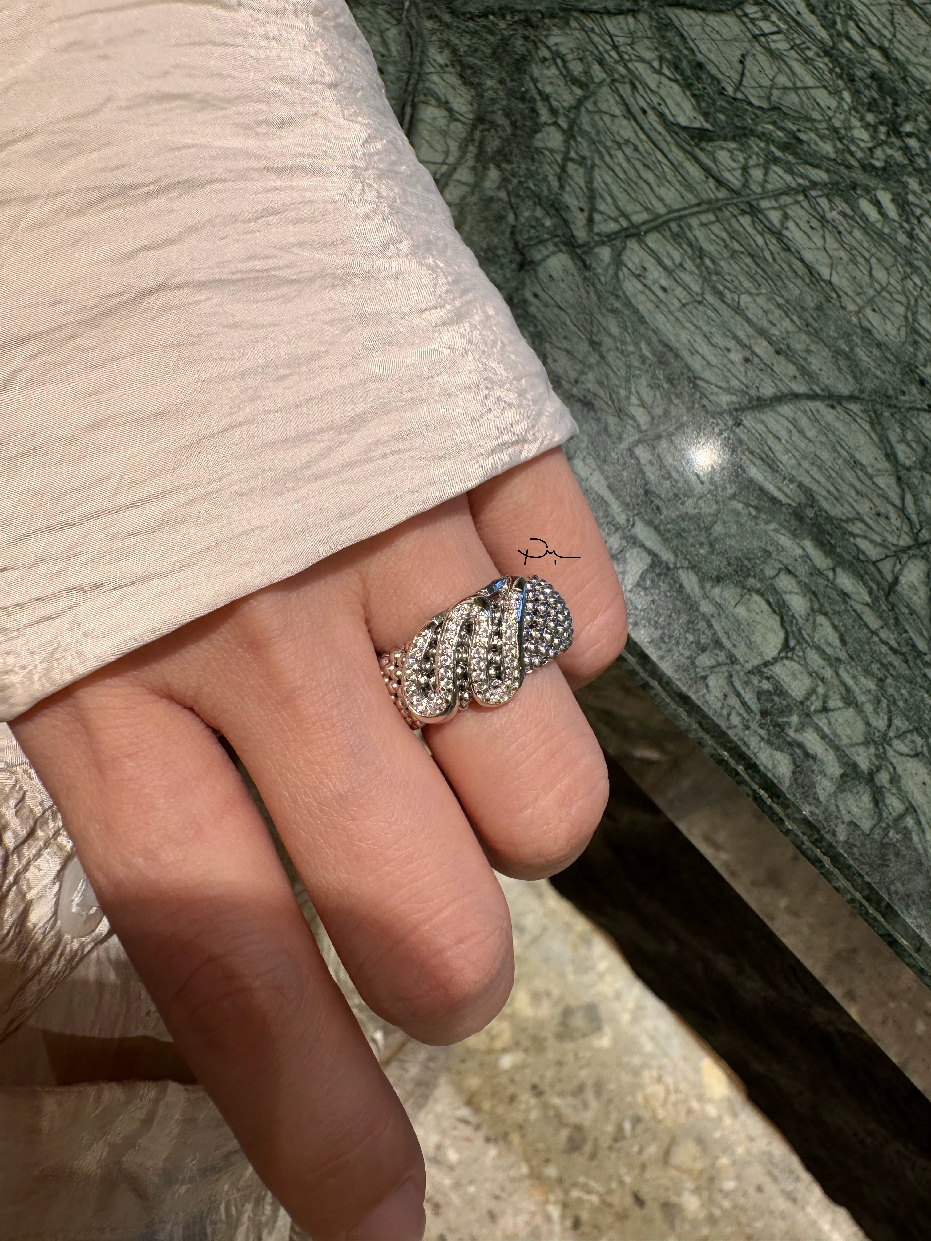 Bague en argent italien avec zircon en forme de goutte de rosée • Base en argent sterling 925 plaqué