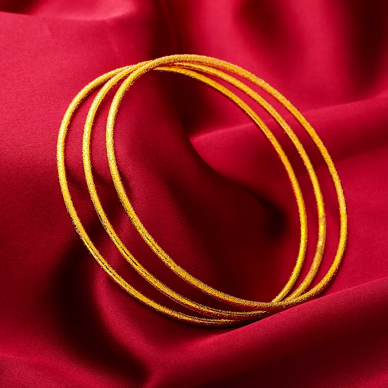 QEENKISS-Bracelet en or 24 carats pour femme, bracelets trois vies, bijoux fins, cadeau pour femme, 