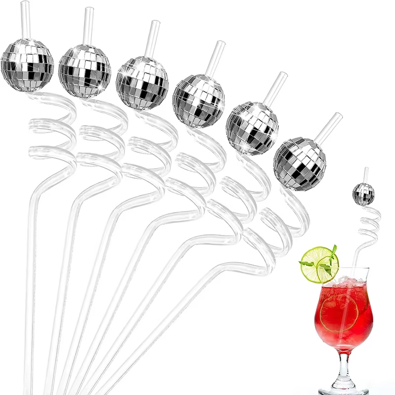 Pailles boule Chang or et argent, 6 pièces, décoration de fête d'anniversaire, mariage, enterrement 