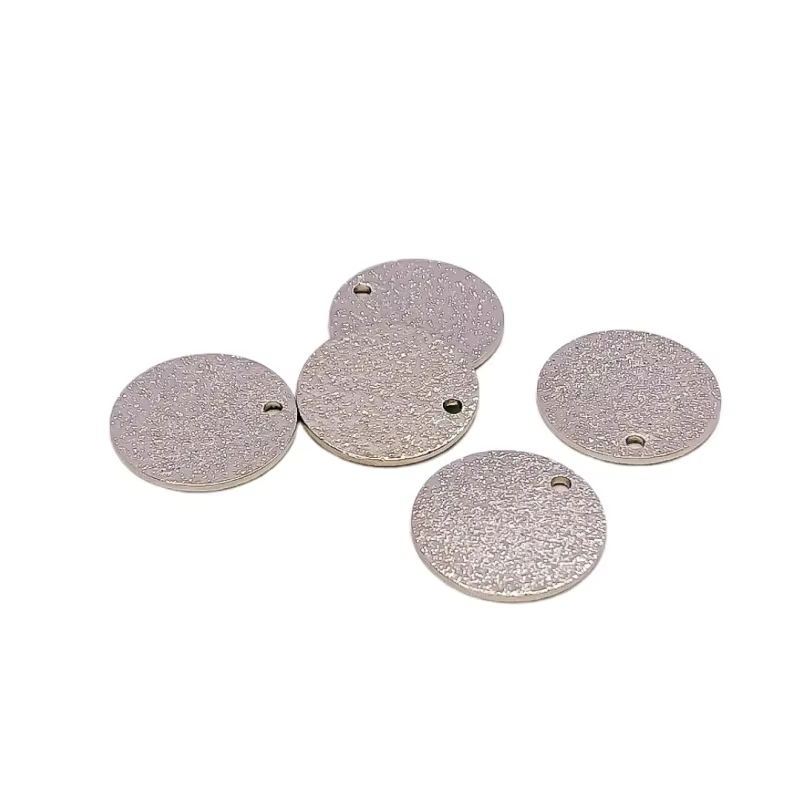 Pendentif rond en tranches de métal couleur or blanc K, breloques, collier, boucles d'oreilles, acce