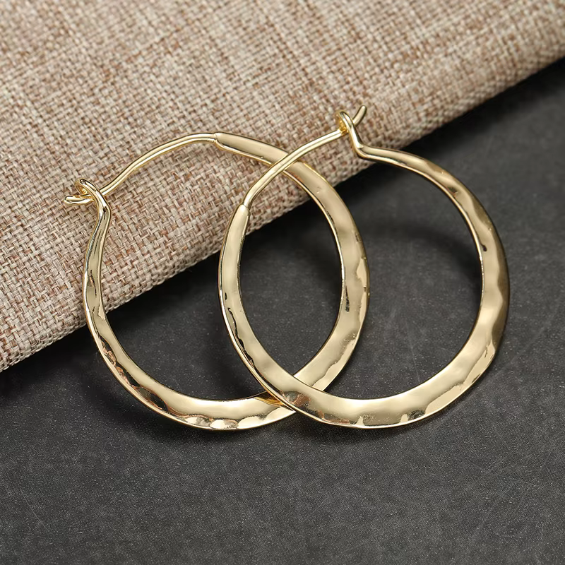 Bague plaquée or pour femme, boucles d'oreilles motif vague, boucles d'oreilles rondes, bijoux de lu