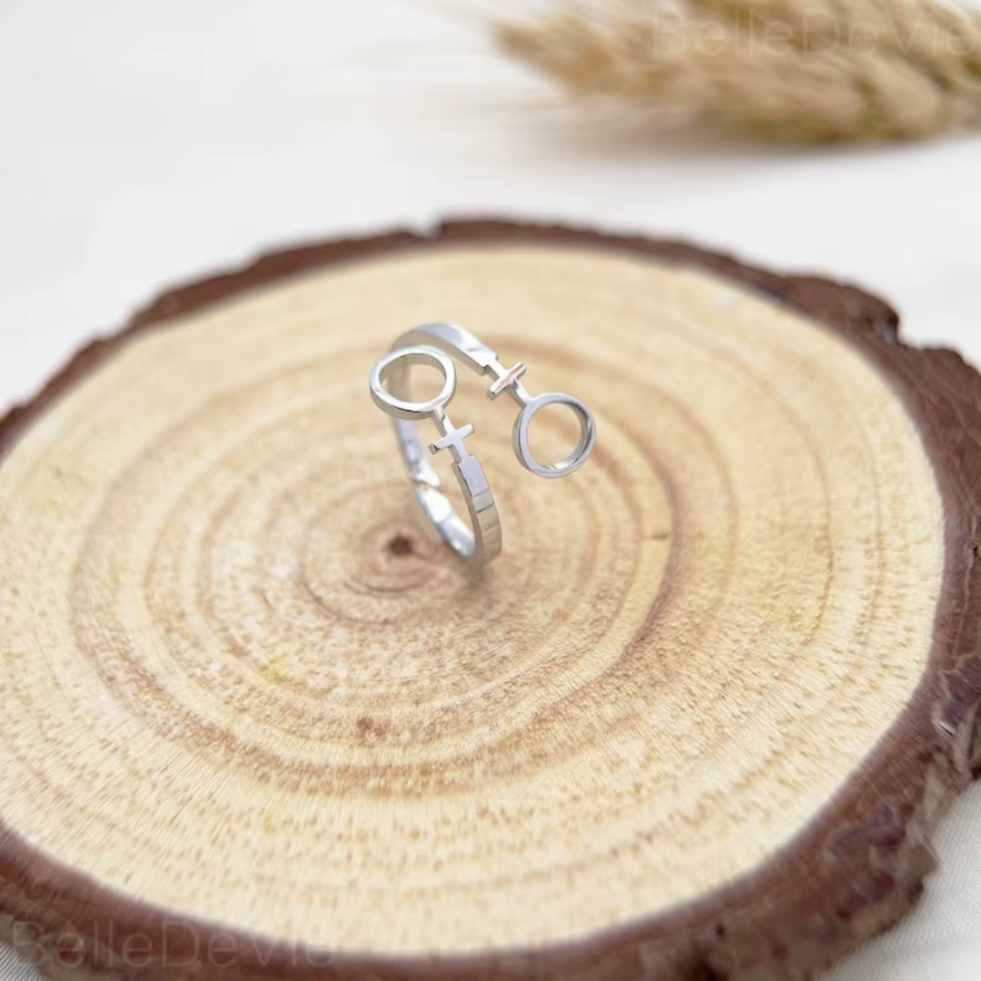 Bague en acier inoxydable, bague lesbienne, symbole de Vénus, bijoux féministes lesbiens, bague élég
