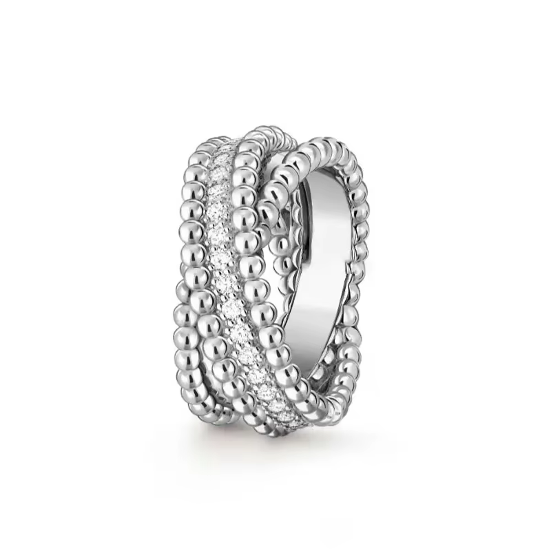 Bagues de luxe légères et chics à deux tons, design à double rangée, pour femmes, argent 925, simple
