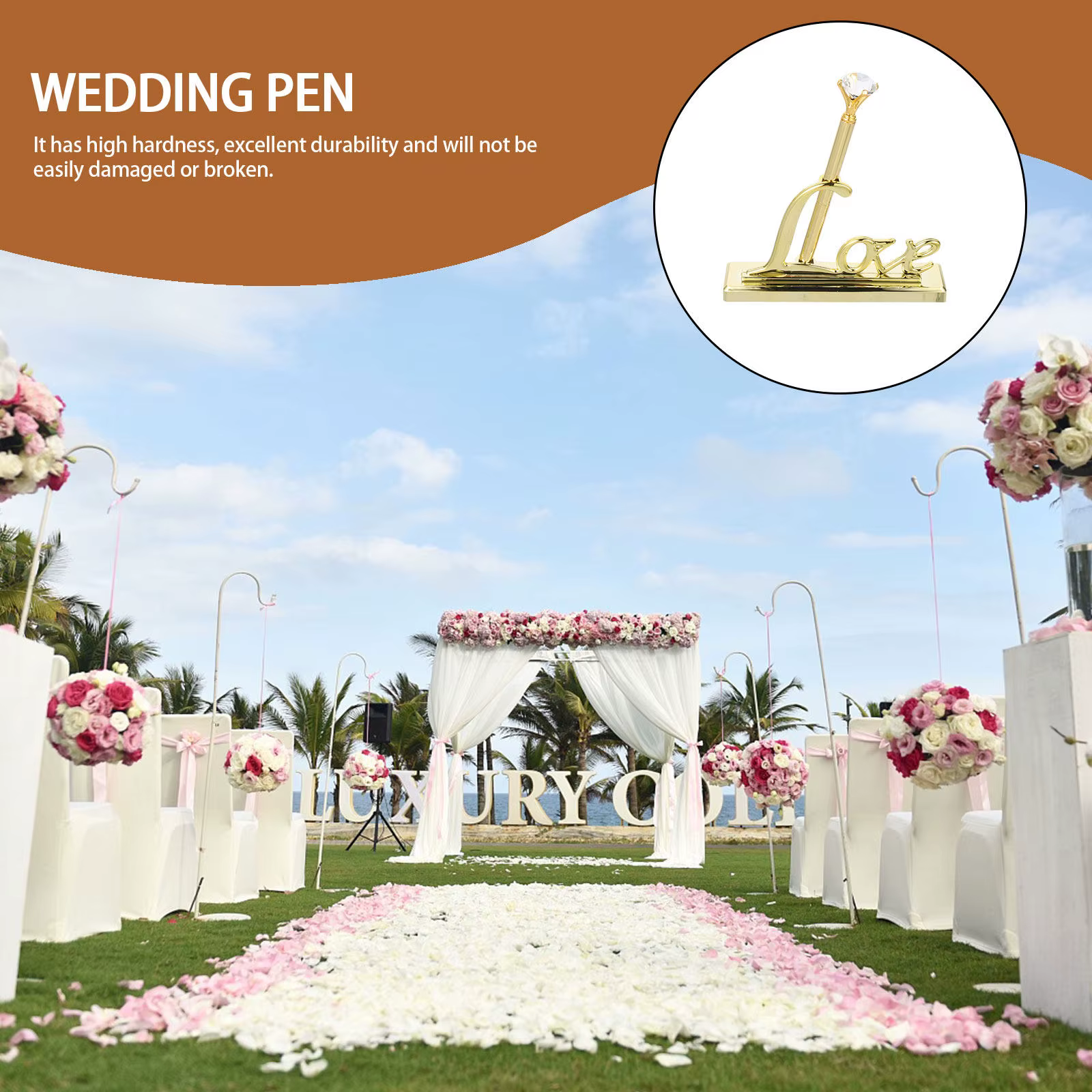 Stylo de signature élégant pour mariage, en ABS de qualité supérieure, chic et stylé, décoratif, pou