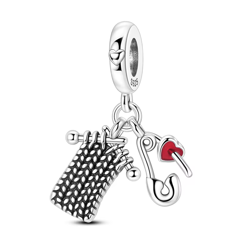 925 argent Sterling écharpe et trombone breloques perle CZ Zirconium balancent ajustement Original B