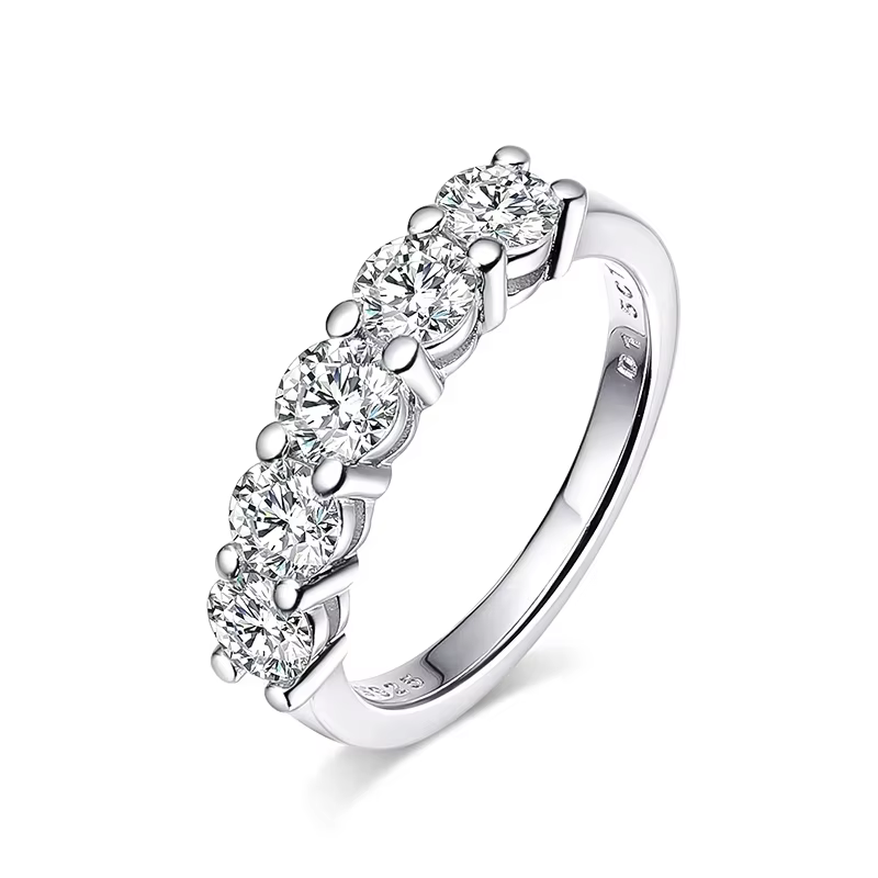 Bague Smyoue en or blanc avec moissanite couleur D de 4 mm pour femme, 1,5 carat total, sertie de pi