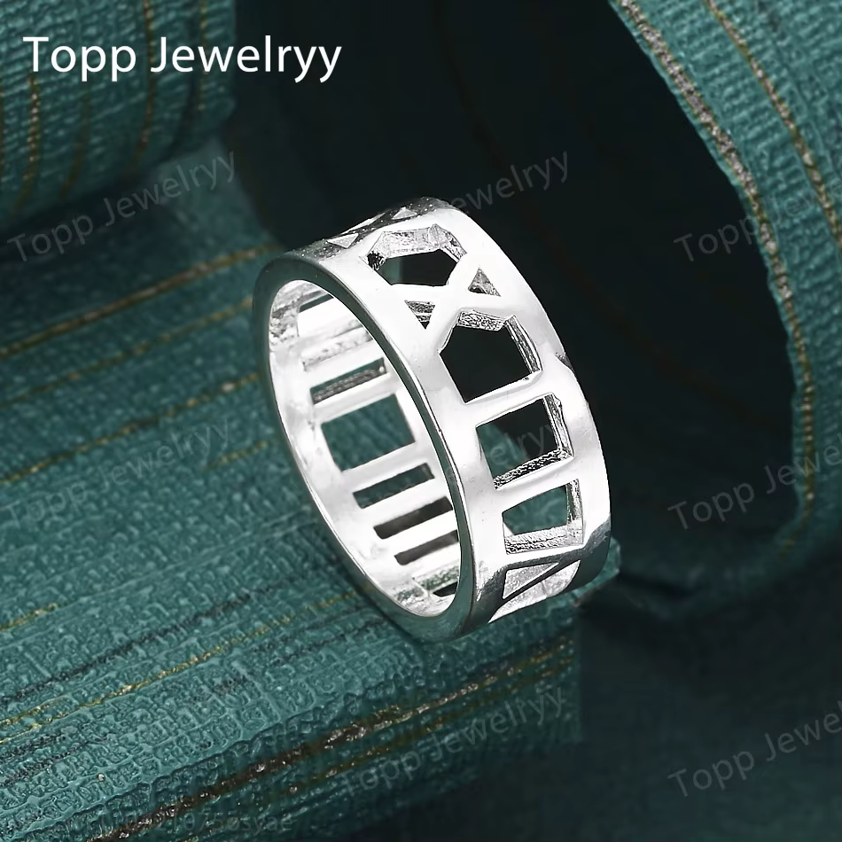 Nouvelles bagues en argent sterling 925 avec chiffres romains (5-10) # ) - Mode, Femme, Charmant, Fê