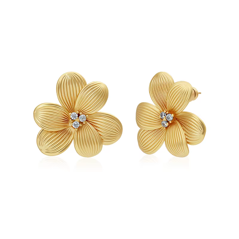 VAROLE luxe boucles d'oreilles florales pour femmes délicat brillant pétale Design avec zircon cubiq