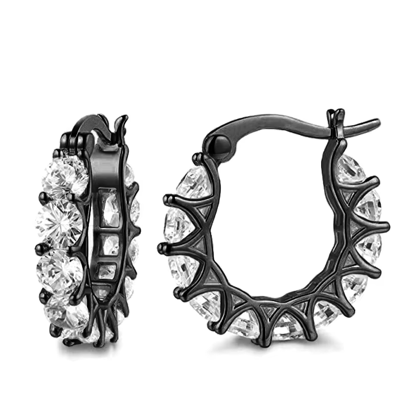 Huitan – boucles d'oreilles créoles en cristal CZ pour femmes, accessoires éblouissants, fête de mar