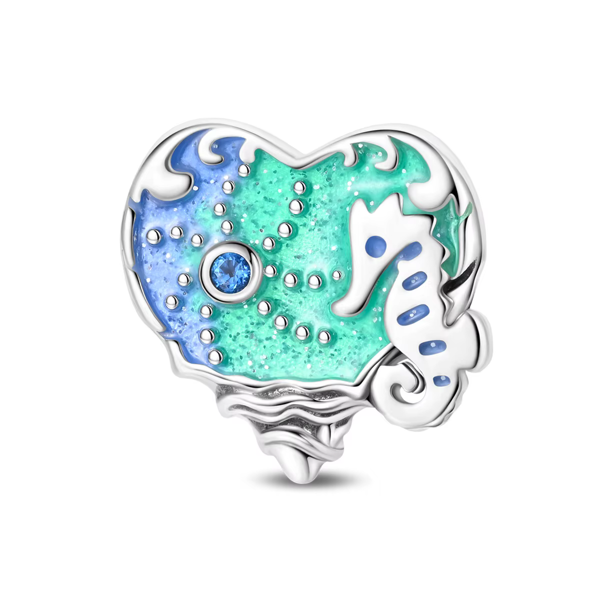 Breloque en argent sterling 925 avec verre de Murano en forme de tortue marine, compatible avec les 