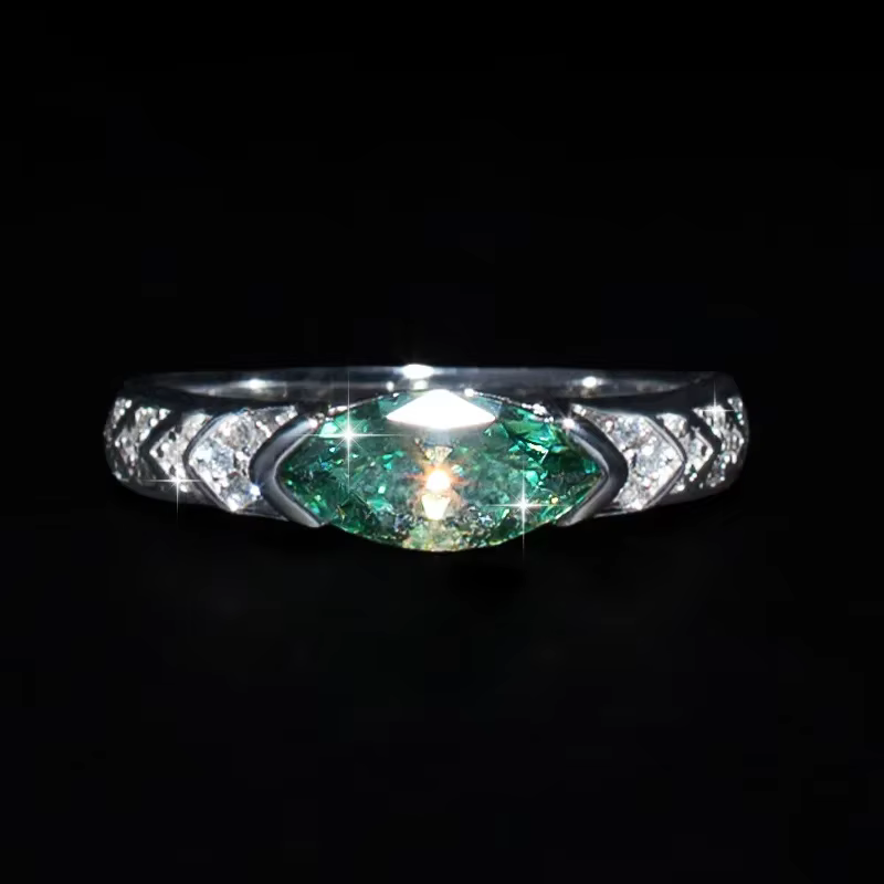 JoyceJelly 925 argent Sterling 1ct Marquise Moissanite bague bleu vert oeil d'horus gardien Couple u