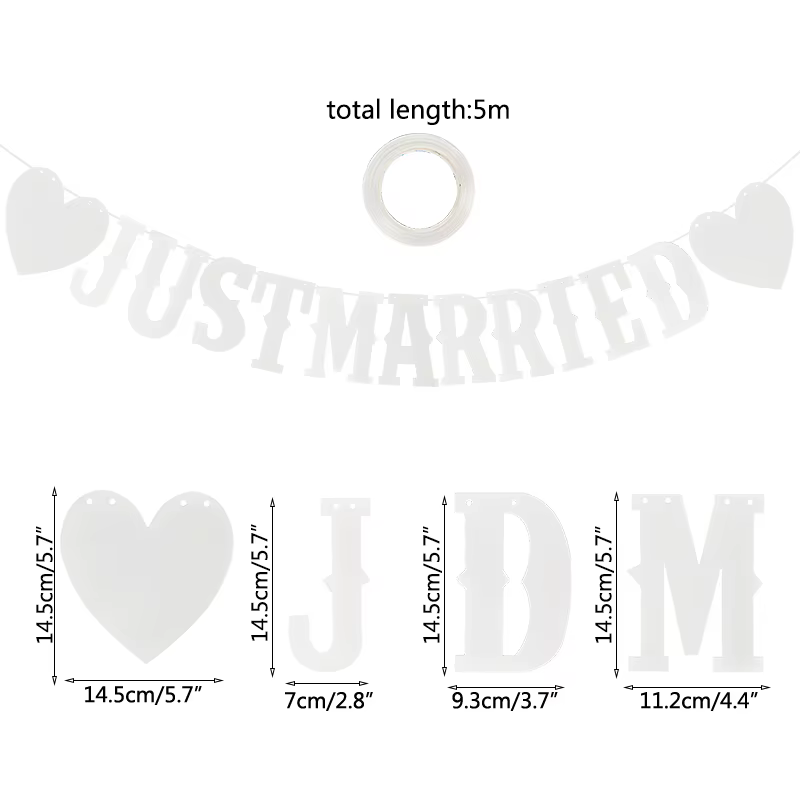 Cadre pour Photo de Mariage, Décoration d'Arrière-Plan Just Married, Fourniture de Fête Enterrement 