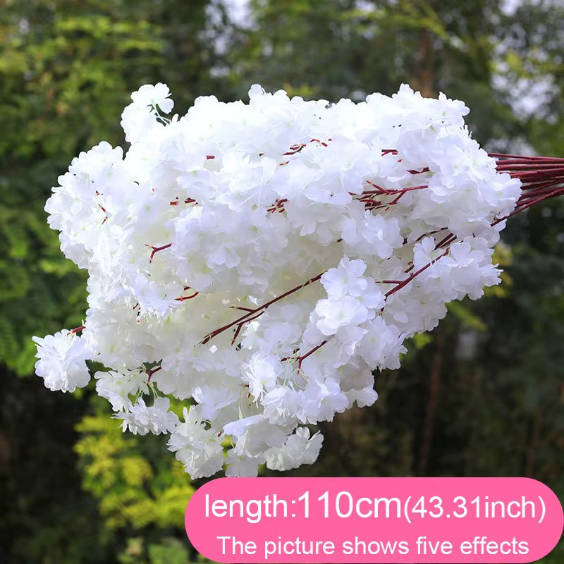 Branches de cerisier artificielles à trois dents cryptées, branche de fleur de cerisier de pêche, ar