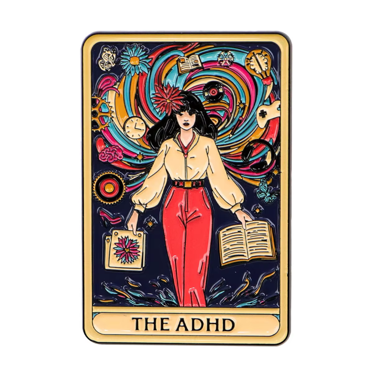 Broche de sensibilisation à la santé mentale tdah, broche en émail, peinture artistique, épingles à 