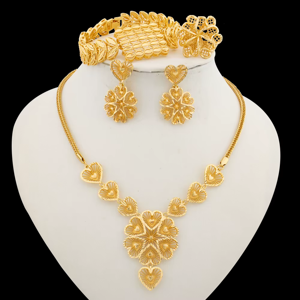 Ensemble de bijoux pour fête, pendentif, collier et boucles d'oreilles avec Bracelet, bague, collier
