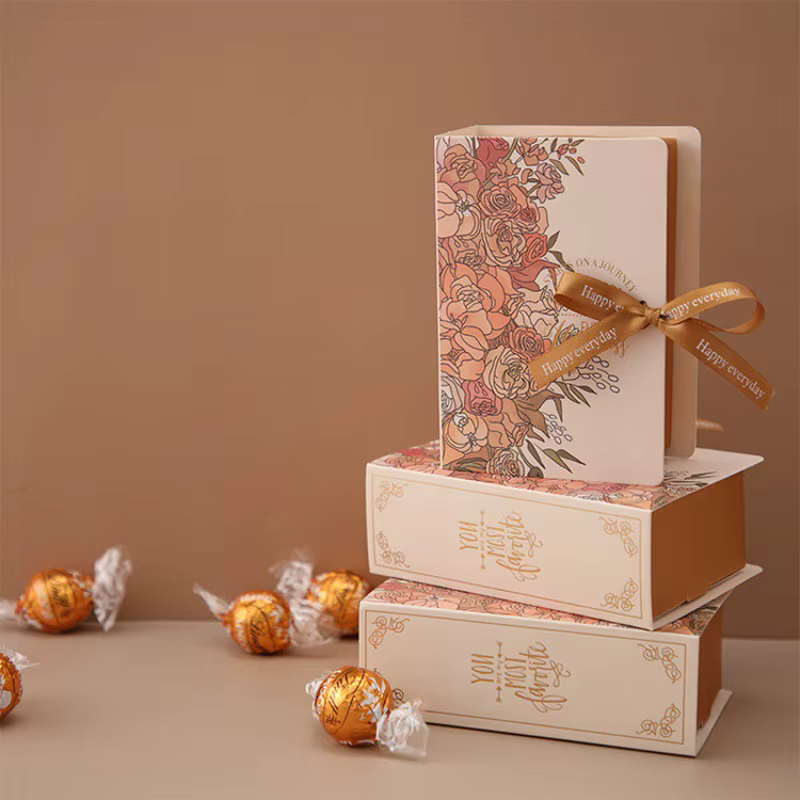 Boîte cadeau portable en forme de livre DIY – Boîte à fleurs pour mariage avec ruban, idéale pour la