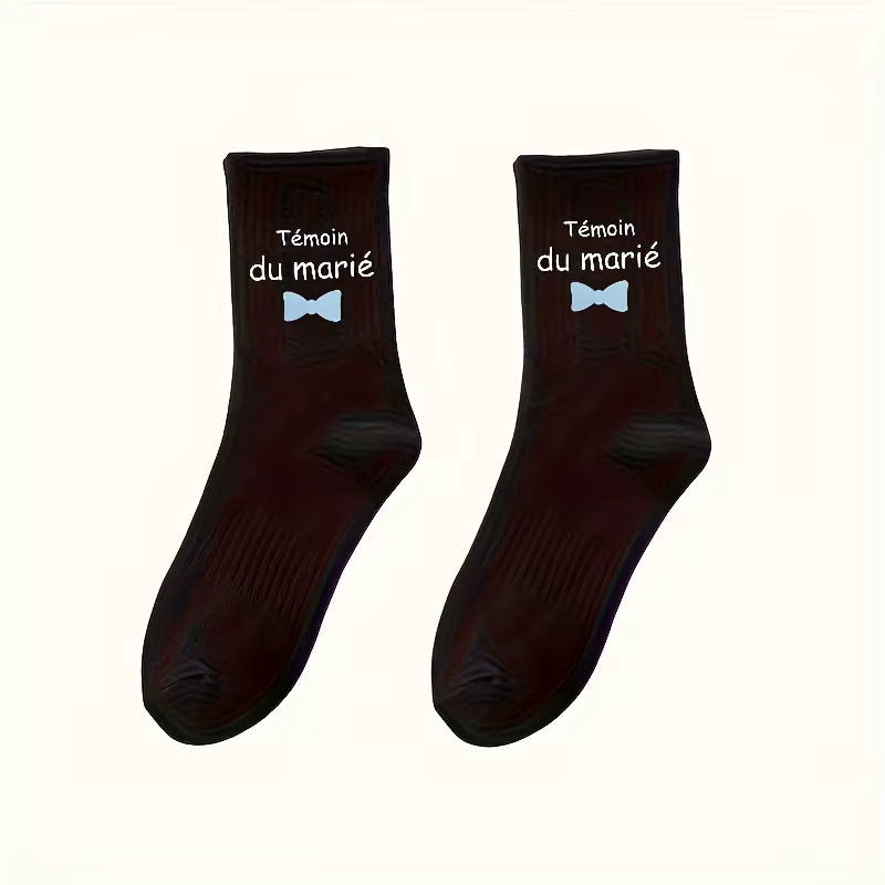 1 paire de chaussettes noires pour testifices de mariage français, chaussettes noires pour demoisell