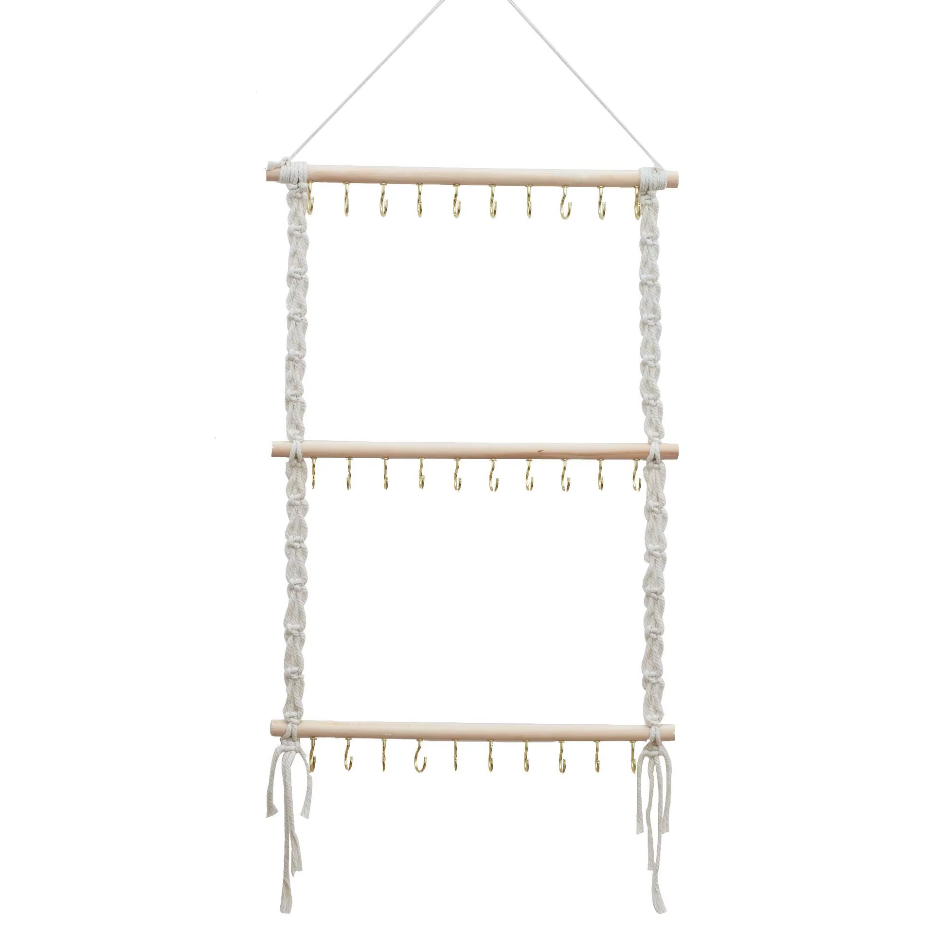 Organisateur de bijoux en macramé, support mural pour colliers, rangement pour boucles d'oreilles et