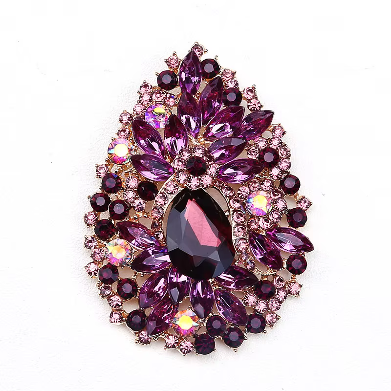Broches Goutte d'Eau en Cristal Tendance pour Femme, Style Pendentif Vintage, Épingles Élégantes pou