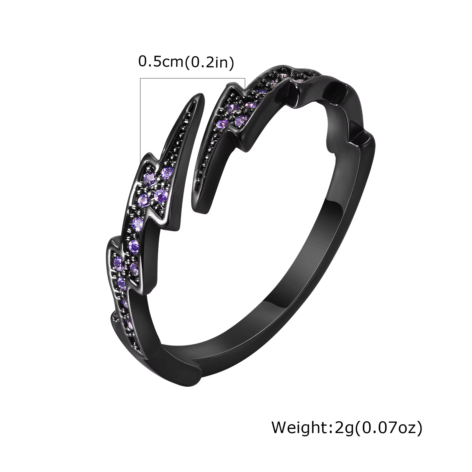 Anneau ouvert éclair pour hommes et garçons, anneau en métal fin en Zircon violet réglable, cadeaux 